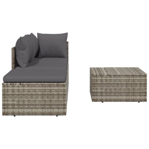 4 részes szürke polyrattan kerti ülőgarnitúra párnákkal