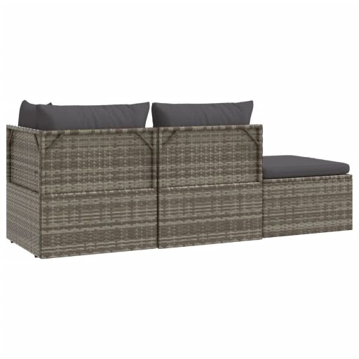 4 részes szürke polyrattan kerti ülőgarnitúra párnákkal