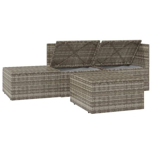 4 részes szürke polyrattan kerti ülőgarnitúra párnákkal