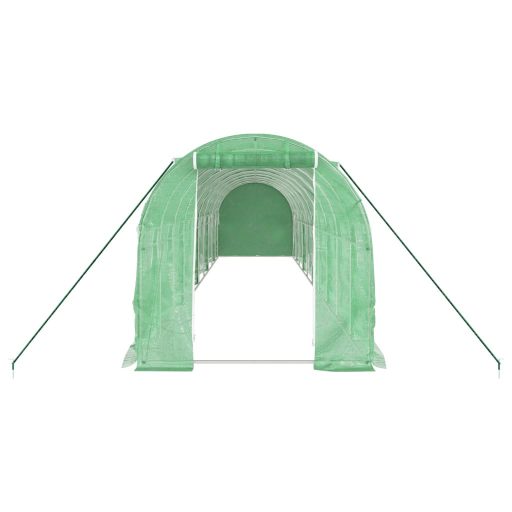 Zöld acélvázas melegház 20 m² 10 x 2 x 2 m