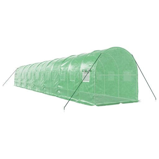 Zöld acélvázas melegház 28 m² 14 x 2 x 2 m