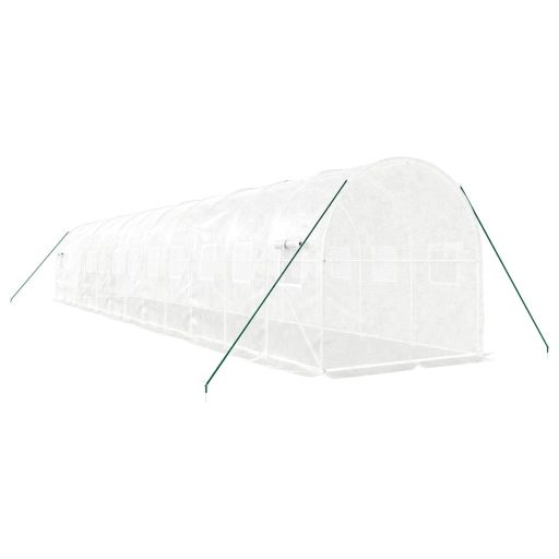 Fehér acélvázas melegház 24 m² 12x2x2 m