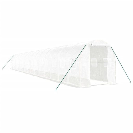 Fehér acélvázas melegház 32 m² 16 x 2 x 2 m