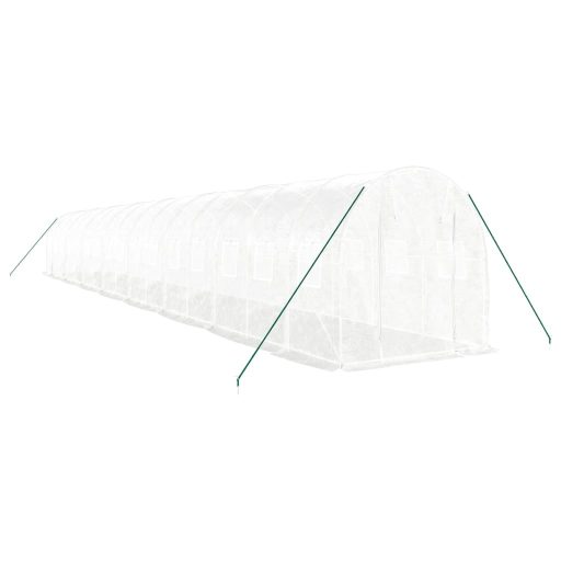 Fehér acélvázas melegház 32 m² 16 x 2 x 2 m