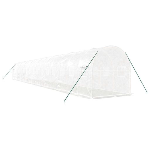 Fehér acélvázas melegház 32 m² 16 x 2 x 2 m
