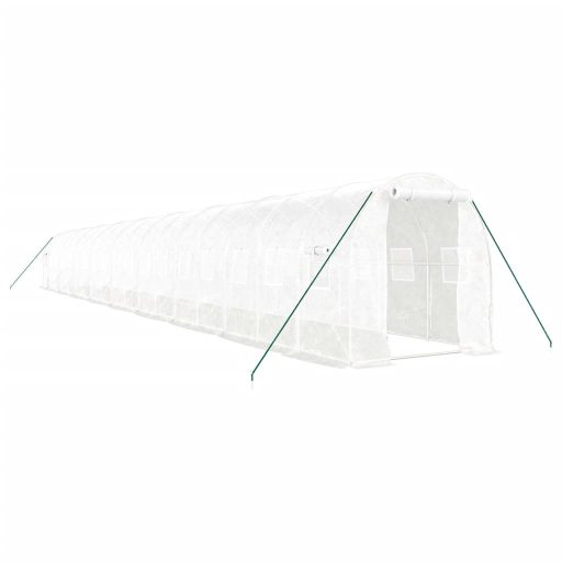 Fehér acélvázas melegház 36 m² 18 x 2 x 2 m