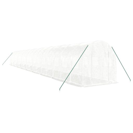 Fehér acélvázas melegház 36 m² 18 x 2 x 2 m