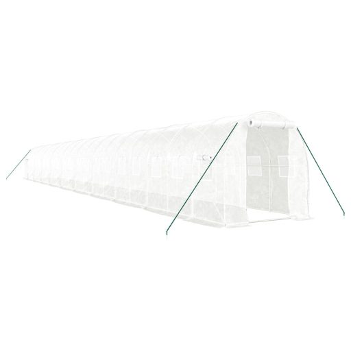 Fehér acélvázas melegház 40 m² 20x2x2 m