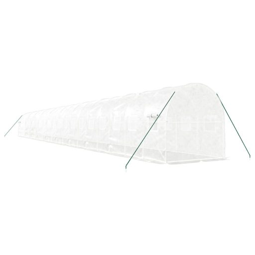 Fehér acélvázas melegház 40 m² 20x2x2 m