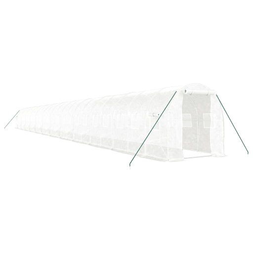 Fehér acélvázas melegház 48 m² 24 x 2 x 2 m