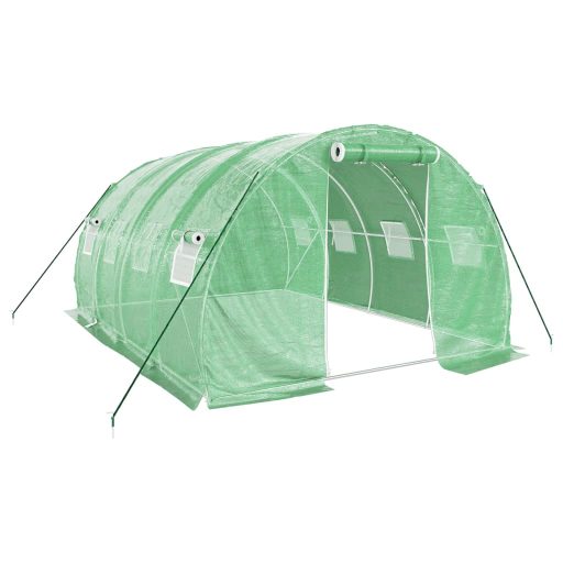 Zöld acélvázas melegház 12 m² 4 x 3 x 2 m