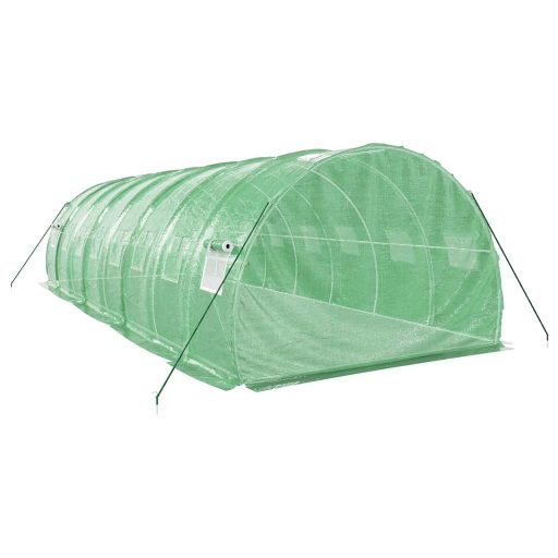Zöld acélvázas melegház 24 m² 8 x 3 x 2 m