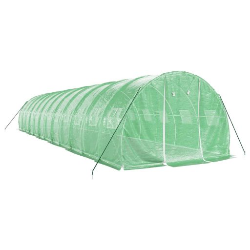 Zöld acélvázas melegház 36 m² 12 x 3 x 2 m
