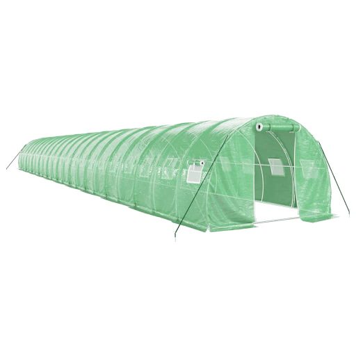 Zöld acélvázas melegház 66 m² 22 x 3 x 2 m