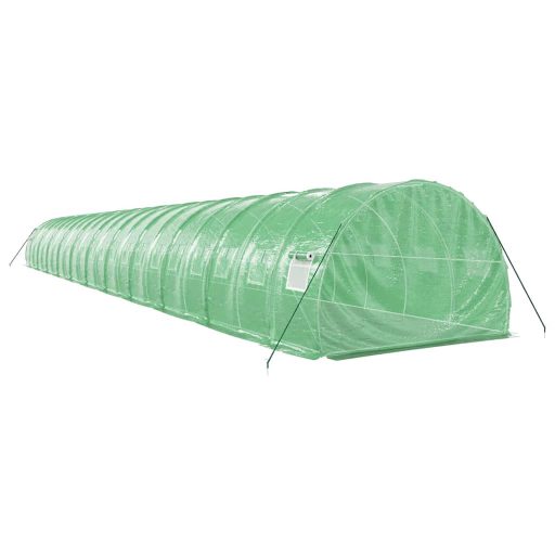 Zöld acélvázas melegház 66 m² 22 x 3 x 2 m