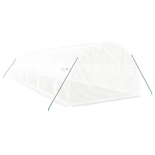 Fehér acélvázas melegház 30 m² 10x3x2 m