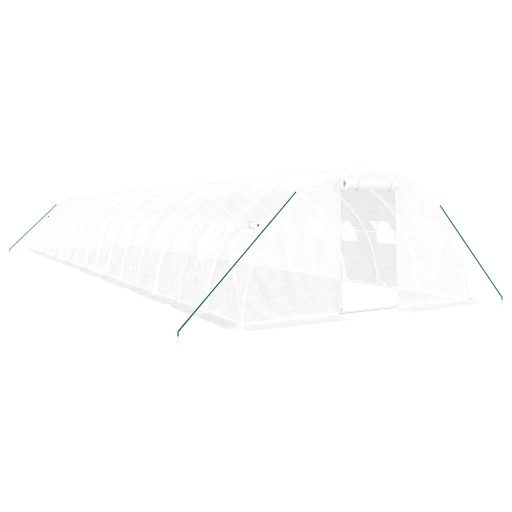 Fehér acélvázas melegház 64 m² 16 x 4 x 2 m