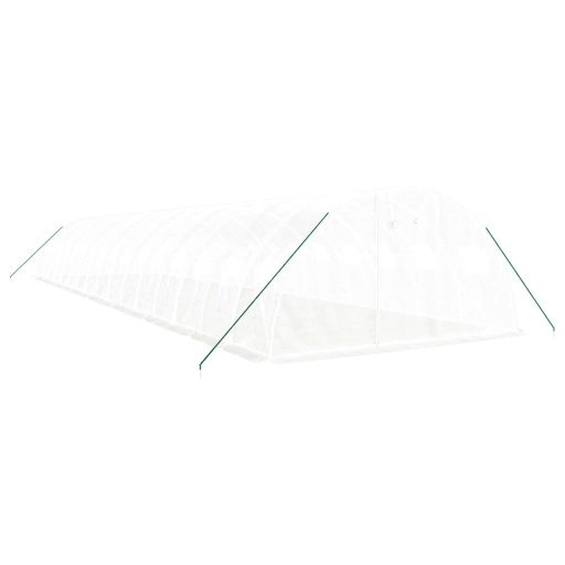 Fehér acélvázas melegház 64 m² 16 x 4 x 2 m