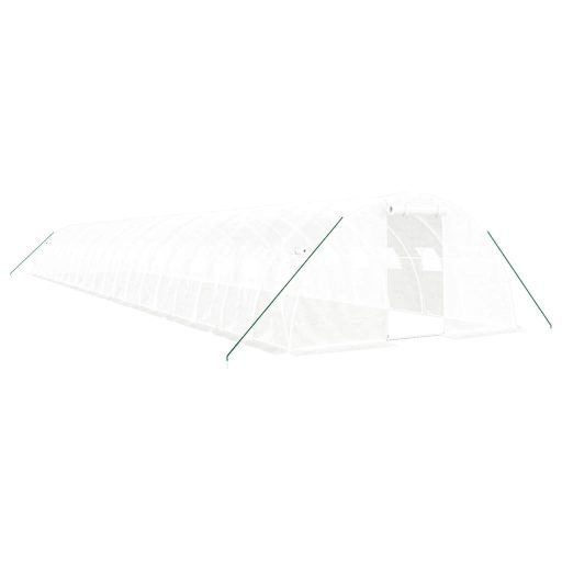 Fehér acélvázas melegház 80 m² 20x4x2 m