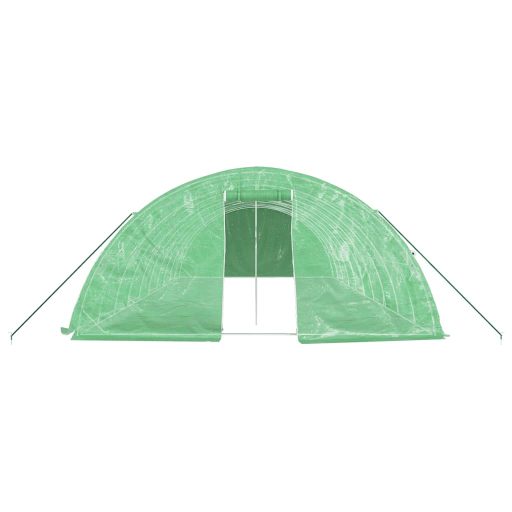 Zöld acélvázas melegház 50 m² 10 x 5 x 2,3 m