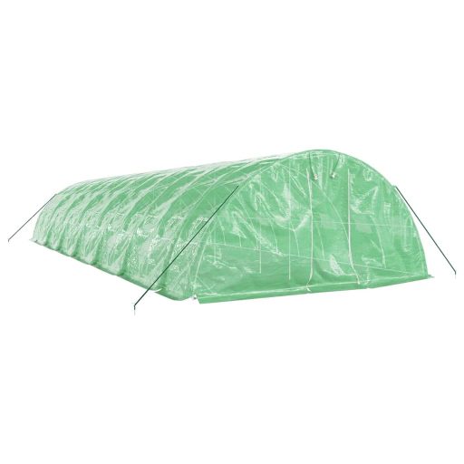 Zöld acélvázas melegház 70 m² 14 x 5 x 2,3 m