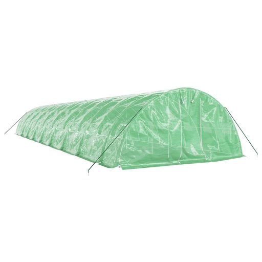 Zöld acélvázas melegház 90 m² 18 x 5 x 2,3 m