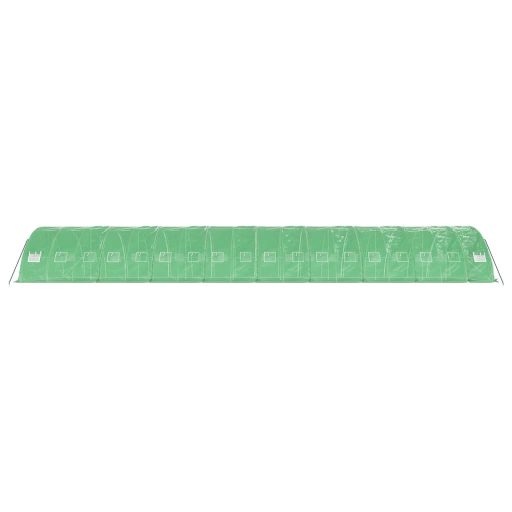 Zöld acélvázas melegház 90 m² 18 x 5 x 2,3 m