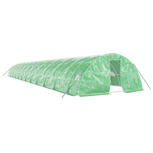 Zöld acélvázas melegház 120 m² 24 x 5 x 2,3 m