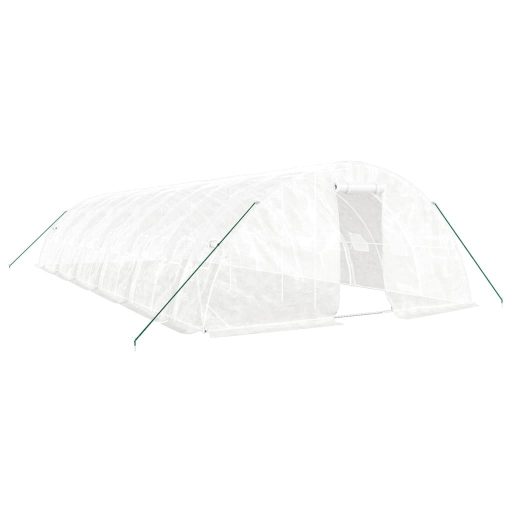 Fehér acélvázas melegház 60 m² 12 x 5 x 2,3m