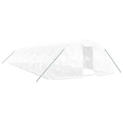 Fehér acélvázas melegház 70 m² 14 x 5 x 2,3 m