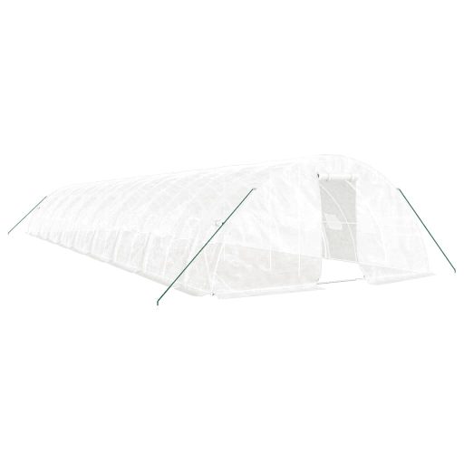 Fehér acélvázas melegház 90 m² 18 x 5 x 2,3 m