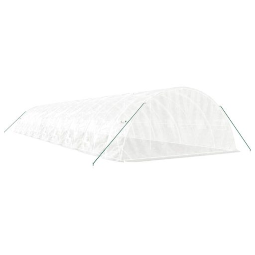 Fehér acélvázas melegház 90 m² 18 x 5 x 2,3 m