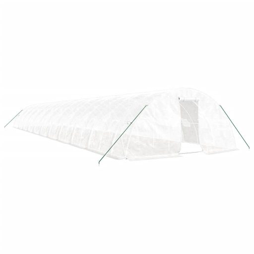 Fehér acélvázas melegház 110 m² 22 x 5 x 2,3 m