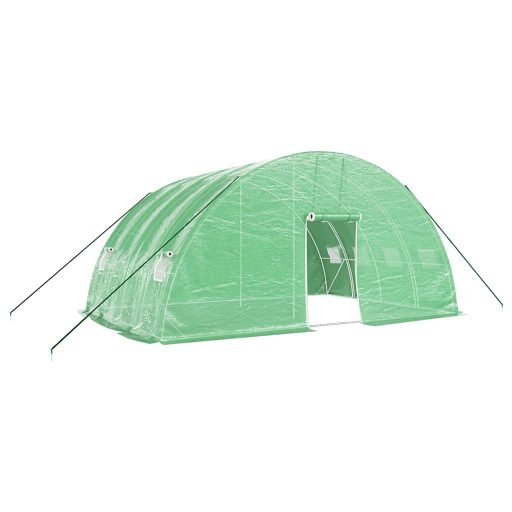 Zöld acélvázas melegház 24 m² 6 x 4 x 2,85 m