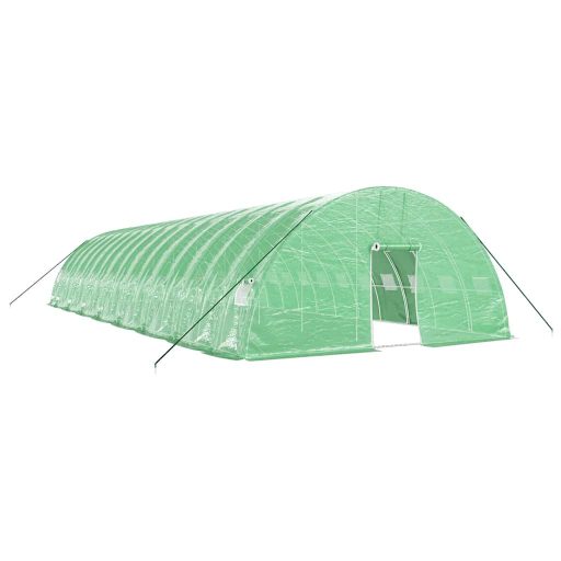 Zöld acélvázas melegház 96 m² 16 x 6 x 2,85 m