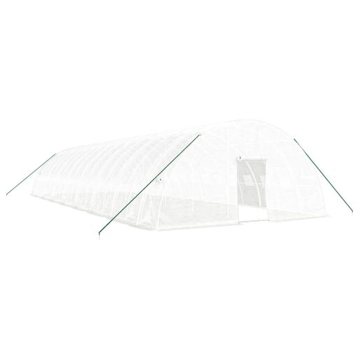 Fehér acélvázas melegház 96 m² 16 x 6 x 2,85 m