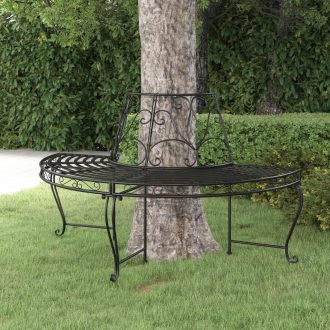 Fekete acél félkör alakú fa körüli pad Ø160 cm