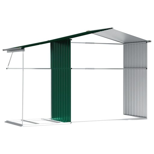 Zöld horganyzott acél kerti fészer 277 x 192,5 x 179 cm