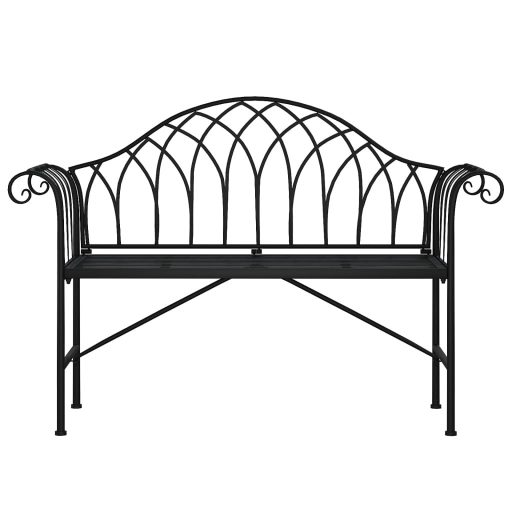 Kétszemélyes fekete acél kerti pad 128 cm
