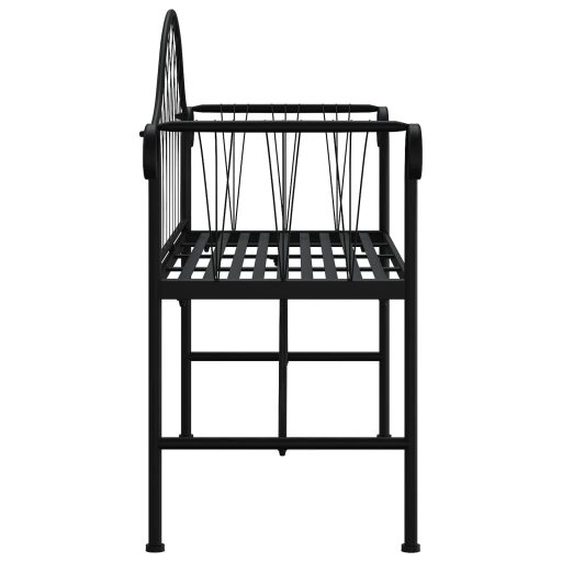 Kétszemélyes fekete acél kerti pad 128 cm