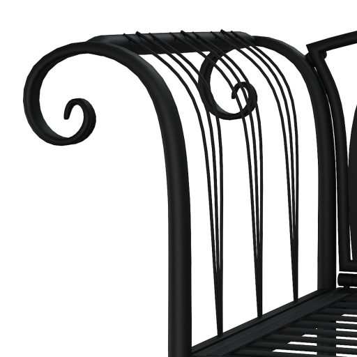 Kétszemélyes fekete acél kerti pad 128 cm