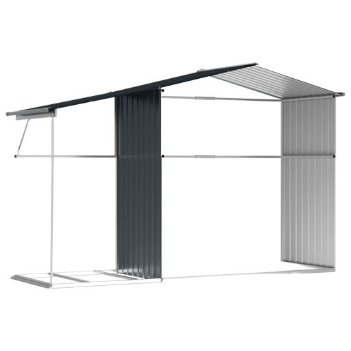 Antracitszürke horganyzott acél kerti fészer 277x192,5x179 cm