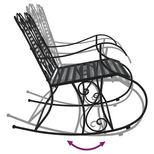 Kétszemélyes fekete acél hintapad 113 cm