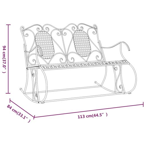 Kétszemélyes fekete acél hintapad 113 cm