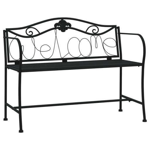 Kétszemélyes fekete acél kerti pad 104 cm