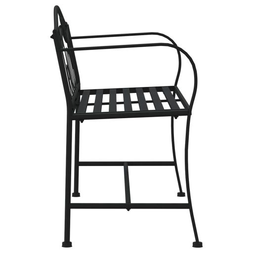 Kétszemélyes fekete acél kerti pad 104 cm