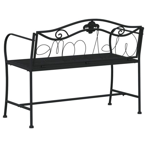 Kétszemélyes fekete acél kerti pad 104 cm