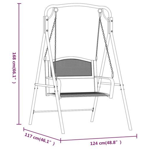 Fekete acél hintapad 124 cm