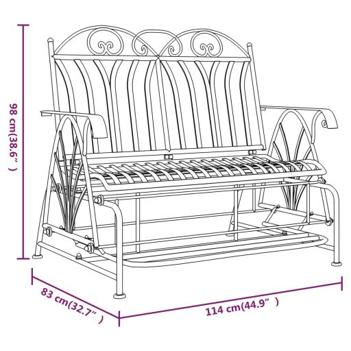 Kétszemélyes fekete acél hintapad 114 cm