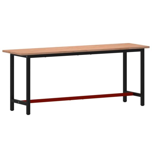 Tömör bükkfa és fém munkaasztallap 200x55x81,5 cm